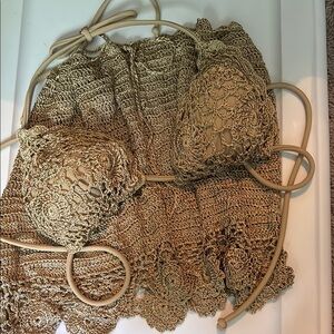 Handcrafted Crochet Bikini and skirt cover up
